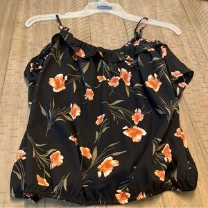 Sienna Sky Black and Orange Floral Blouse